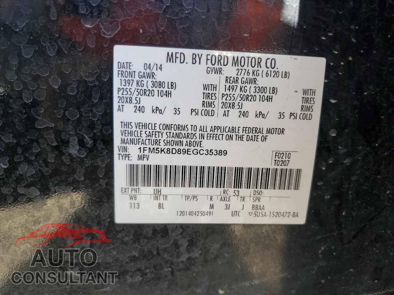 FORD EXPLORER 2014 - 1FM5K8D89EGC35389