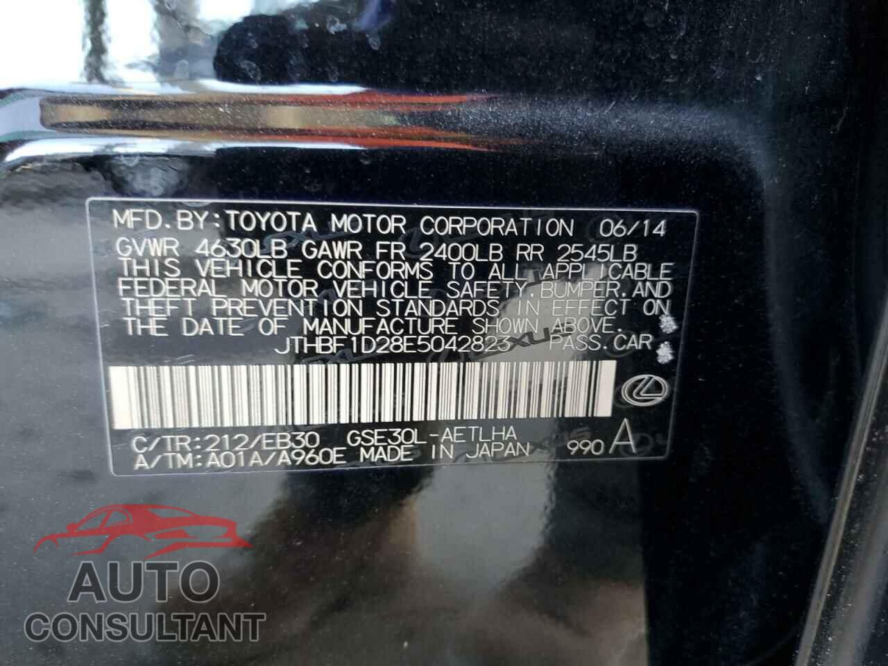 LEXUS IS 2014 - JTHBF1D28E5042823