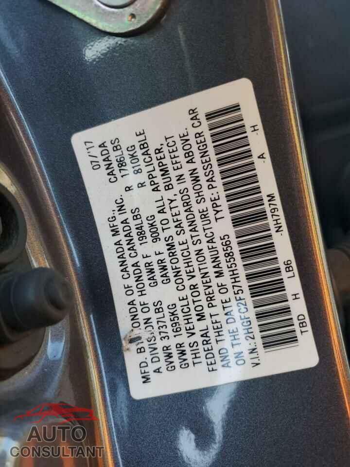 HONDA CIVIC 2017 - 2HGFC2F57HH558565