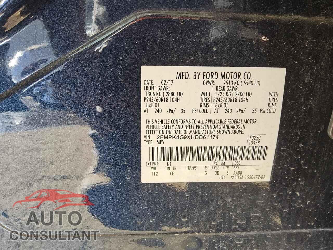 FORD EDGE 2017 - 2FMPK4G9XHBB61174