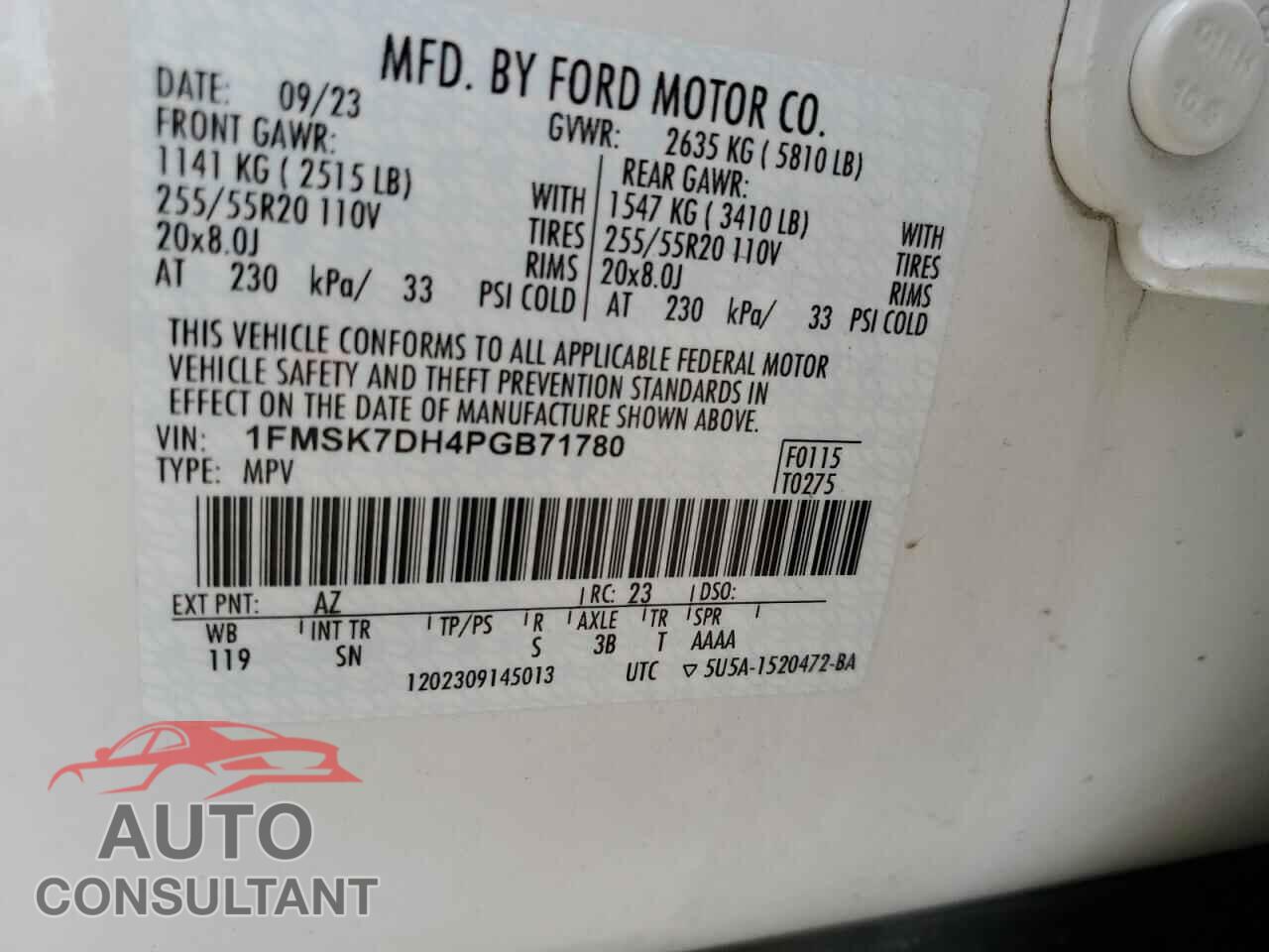 FORD EXPLORER 2023 - 1FMSK7DH4PGB71780