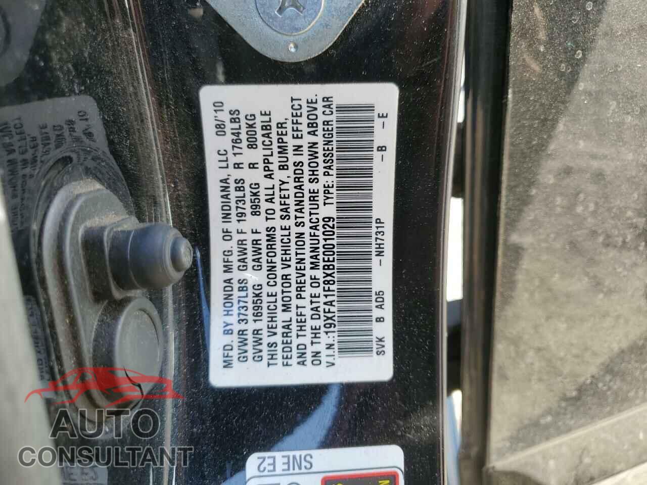 HONDA CIVIC 2011 - 19XFA1F8XBE001029