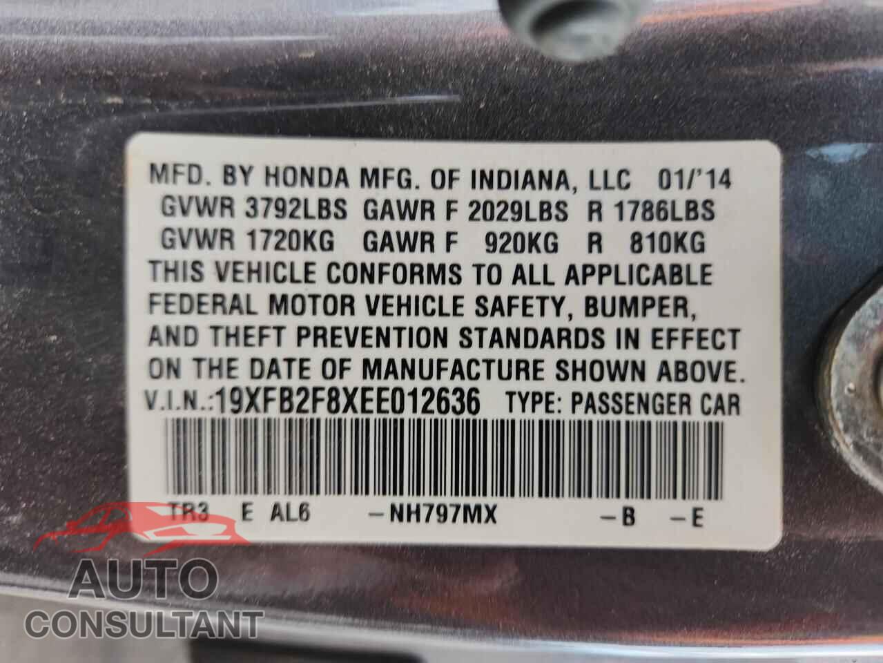 HONDA CIVIC 2014 - 19XFB2F8XEE012636