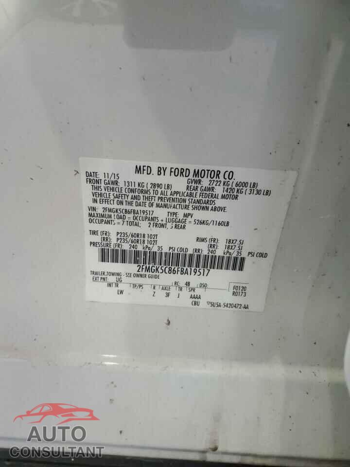FORD FLEX 2015 - 2FMGK5C86FBA19517