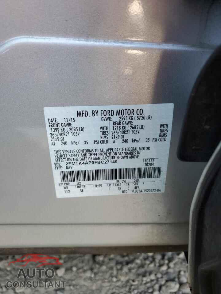 FORD EDGE 2015 - 2FMTK4AP9FBC27149