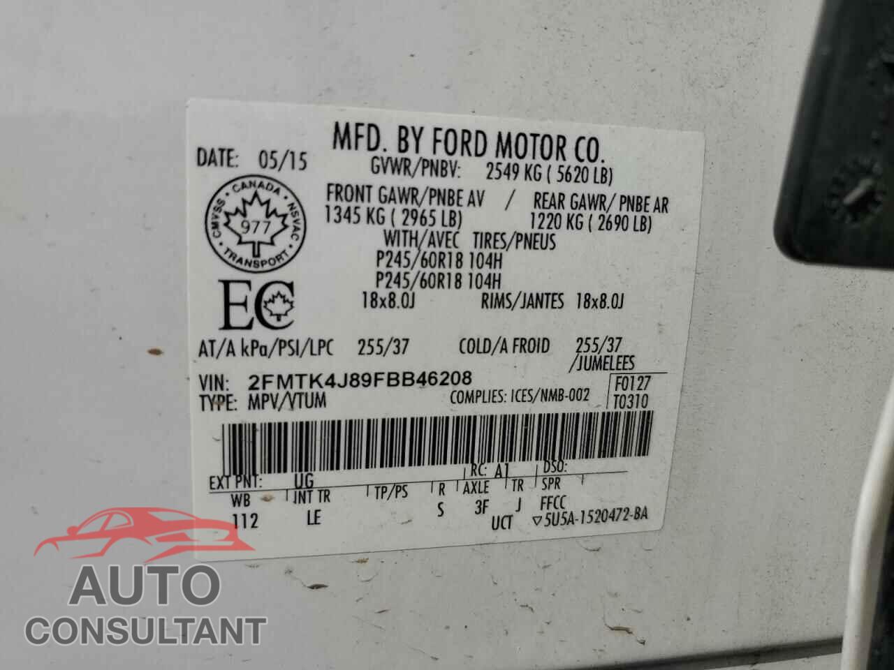 FORD EDGE 2015 - 2FMTK4J89FBB46208