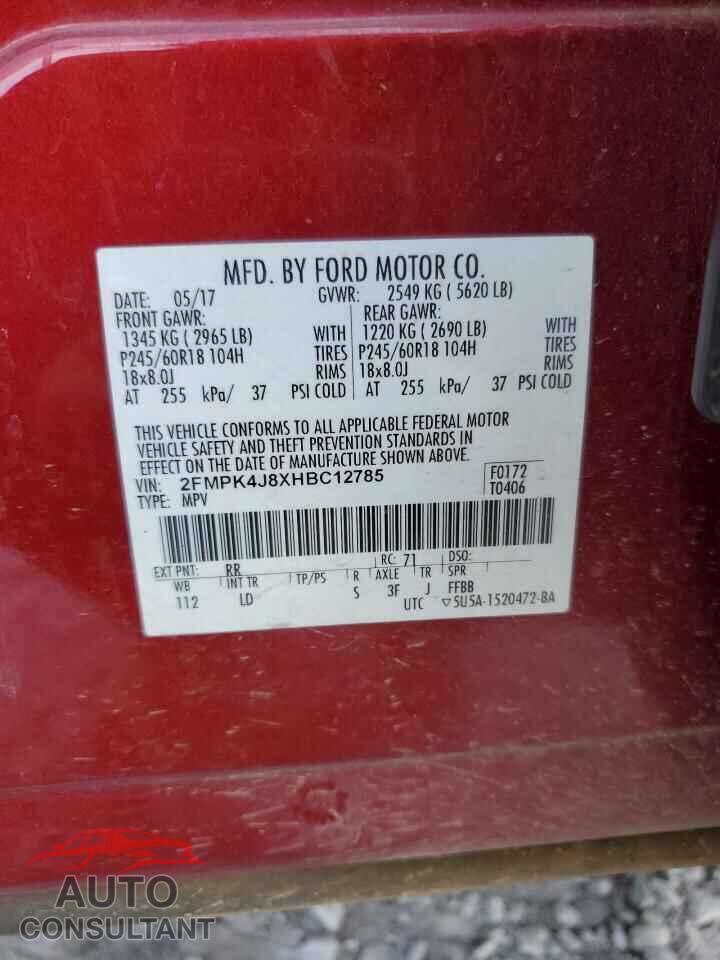 FORD EDGE 2017 - 2FMPK4J8XHBC12785