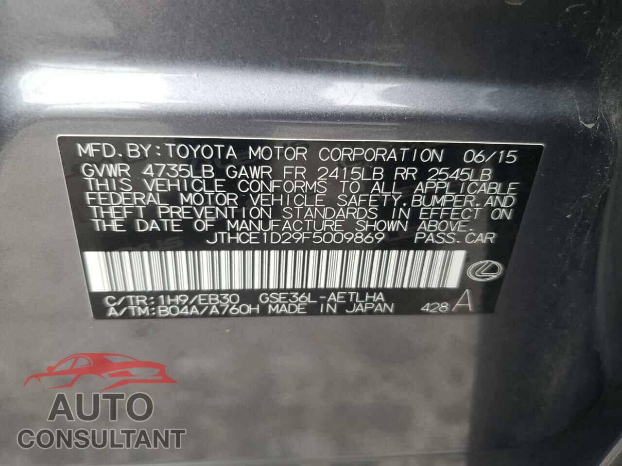 LEXUS IS 2015 - JTHCE1D29F5009869