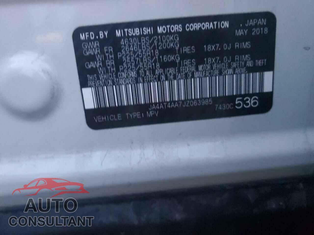 MITSUBISHI ECLIPSE 2018 - JA4AT4AA7JZ063985