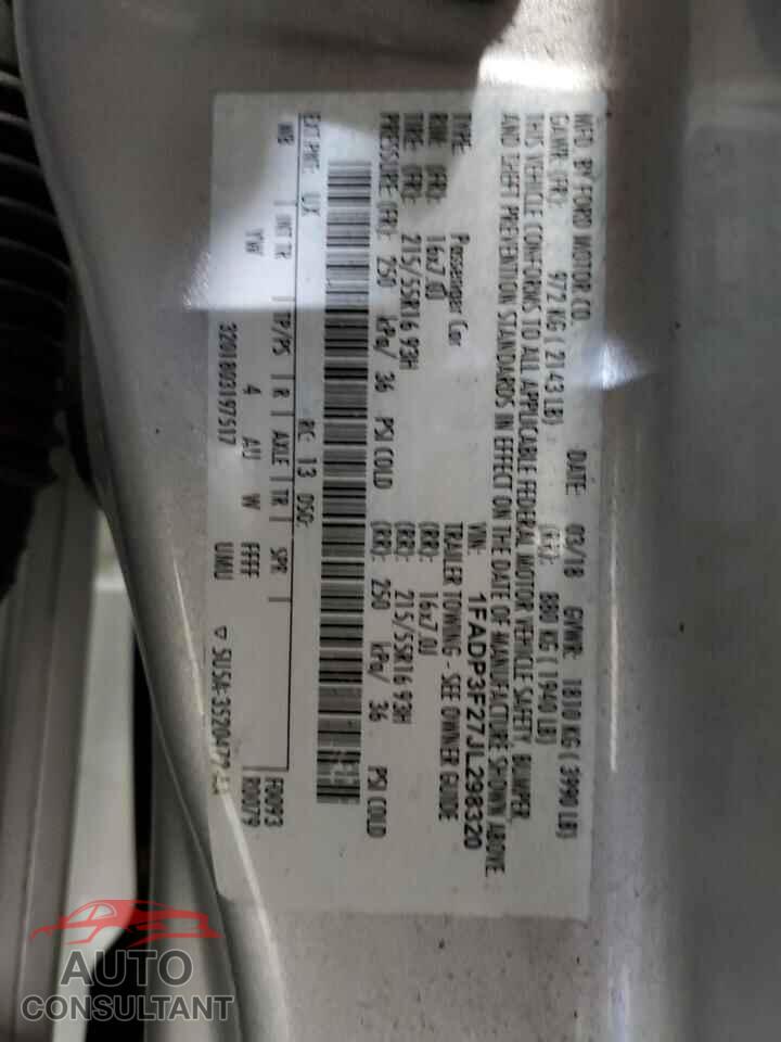 FORD FOCUS 2018 - 1FADP3F27JL298320