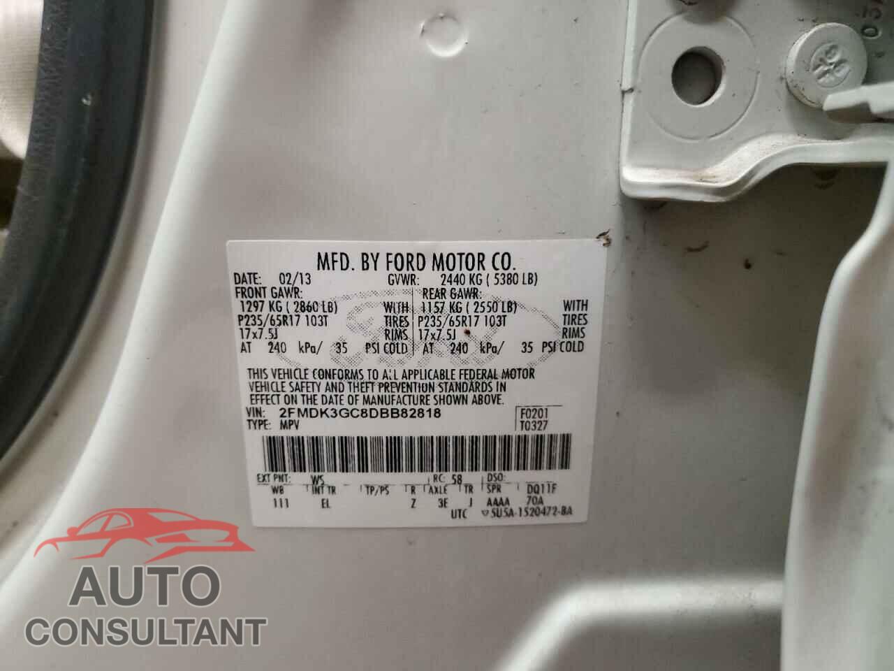 FORD EDGE 2013 - 2FMDK3GC8DBB82818