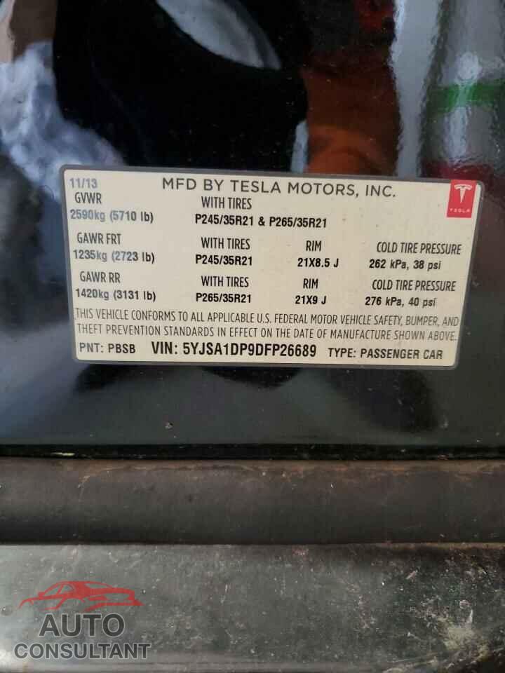 TESLA MODEL S 2013 - 5YJSA1DP9DFP26689