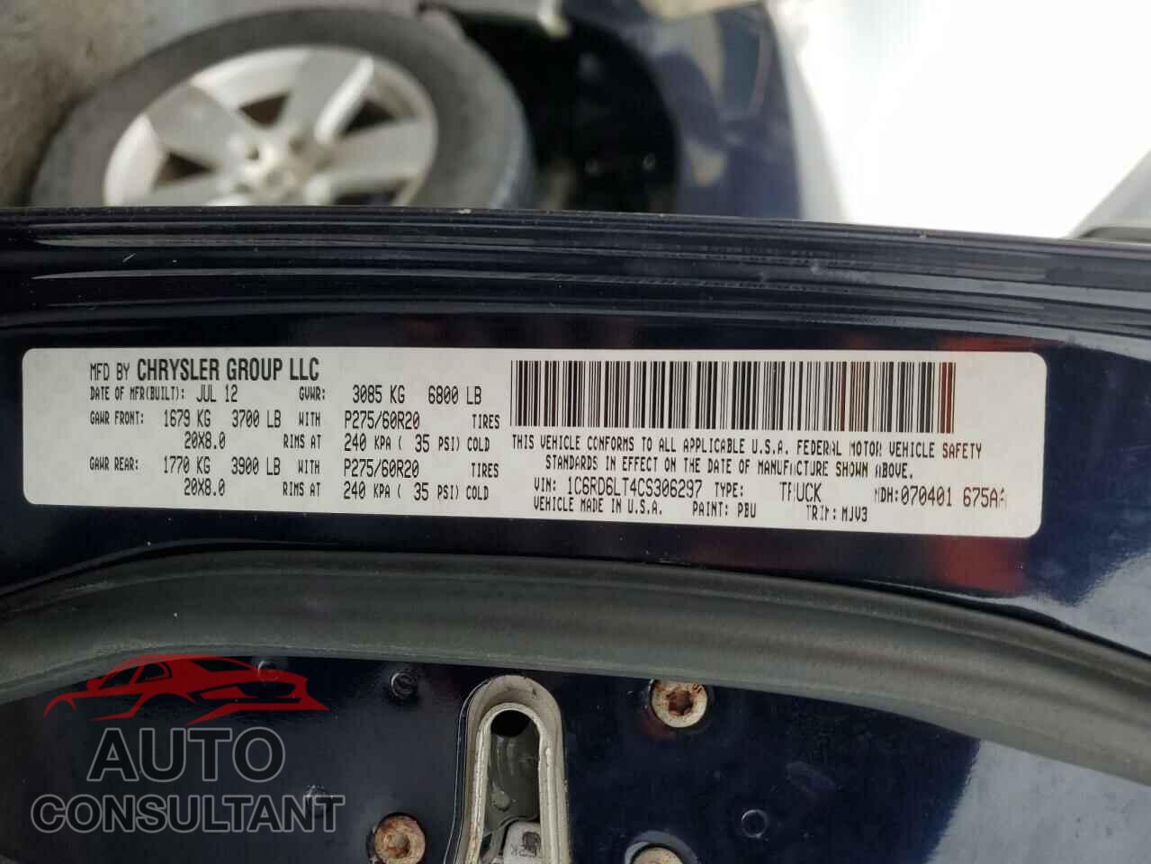 DODGE RAM 1500 2012 - 1C6RD6LT4CS306297