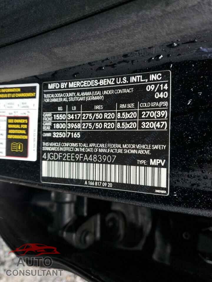 MERCEDES-BENZ GL-CLASS 2015 - 4JGDF2EE9FA483907