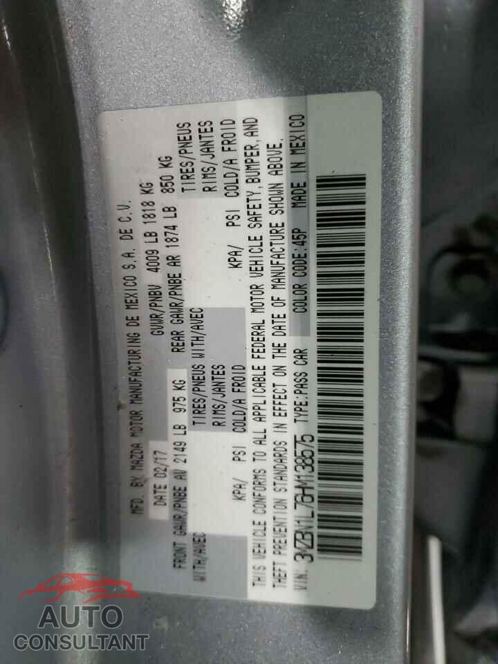 MAZDA 3 2017 - 3MZBN1L76HM138575