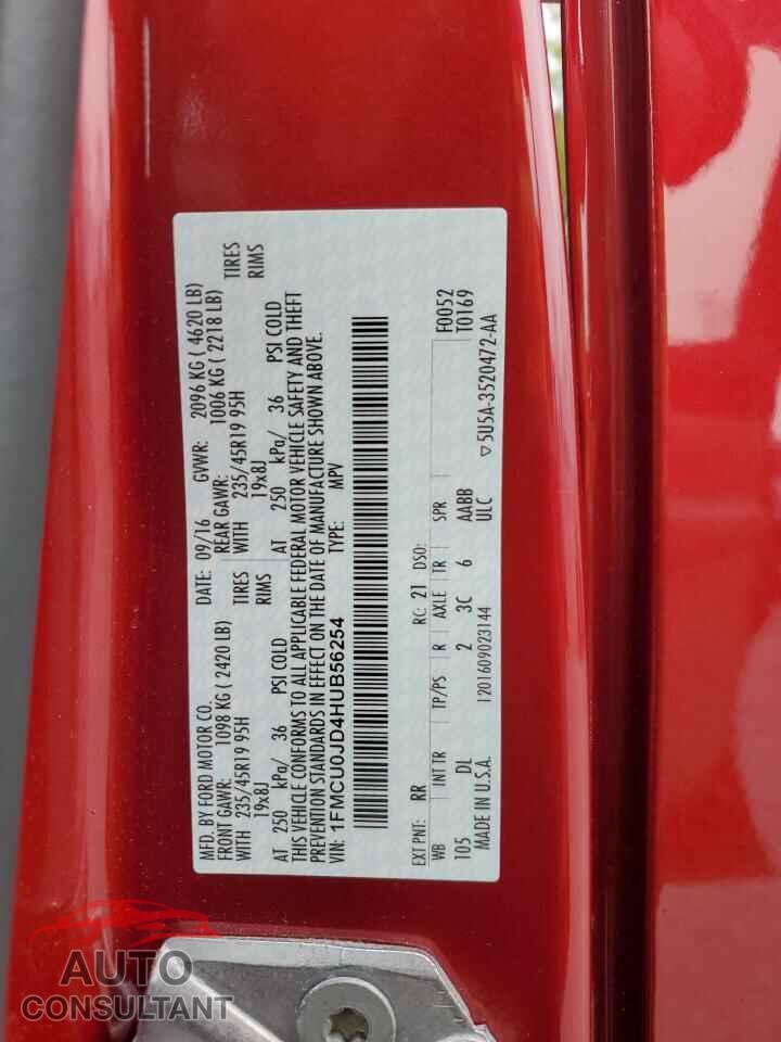 FORD ESCAPE 2017 - 1FMCU0JD4HUB56254