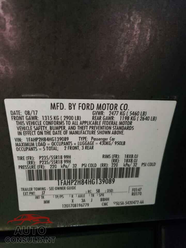FORD TAURUS 2017 - 1FAHP2H84HG139089