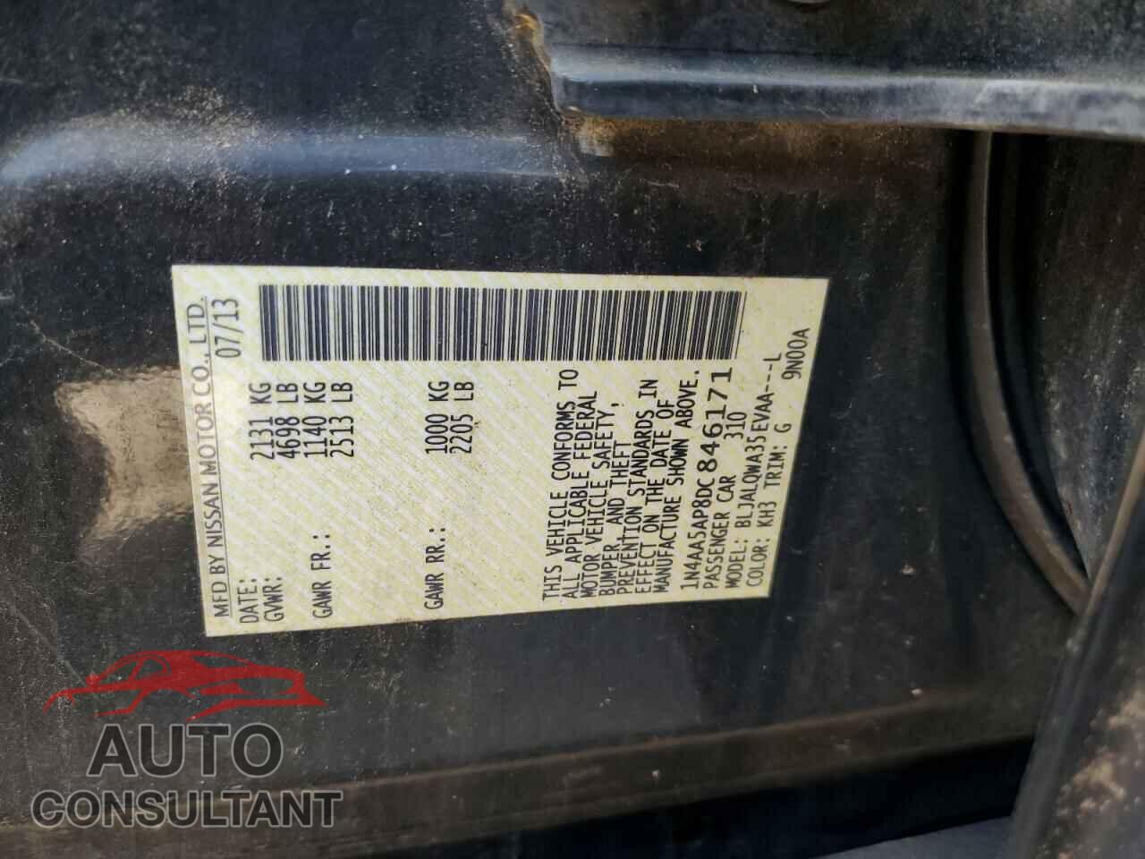 NISSAN MAXIMA 2013 - 1N4AA5AP8DC846171