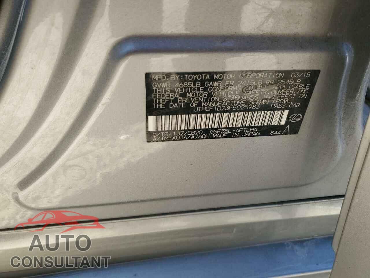 LEXUS IS 2015 - JTHCF1D23F5025983