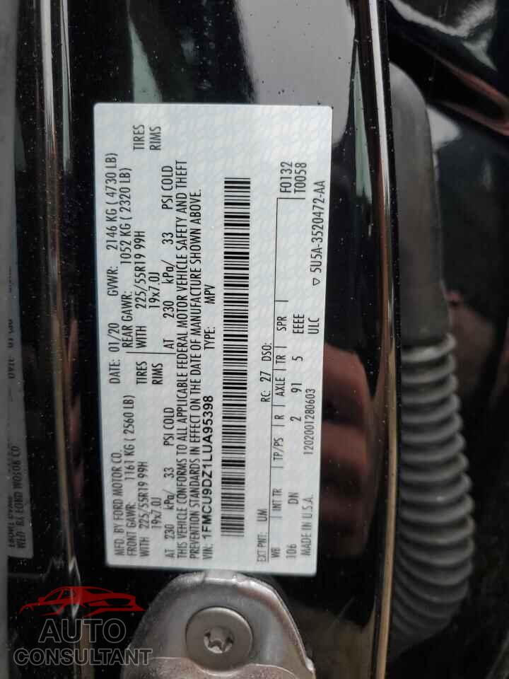FORD ESCAPE 2020 - 1FMCU9DZ1LUA95398