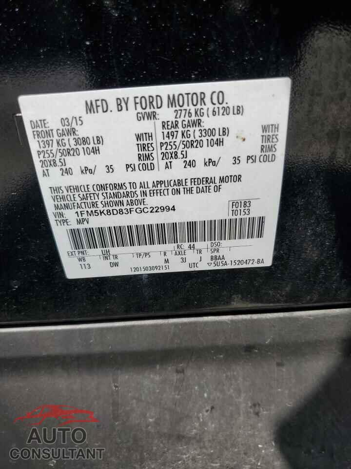 FORD EXPLORER 2015 - 1FM5K8D83FGC22994