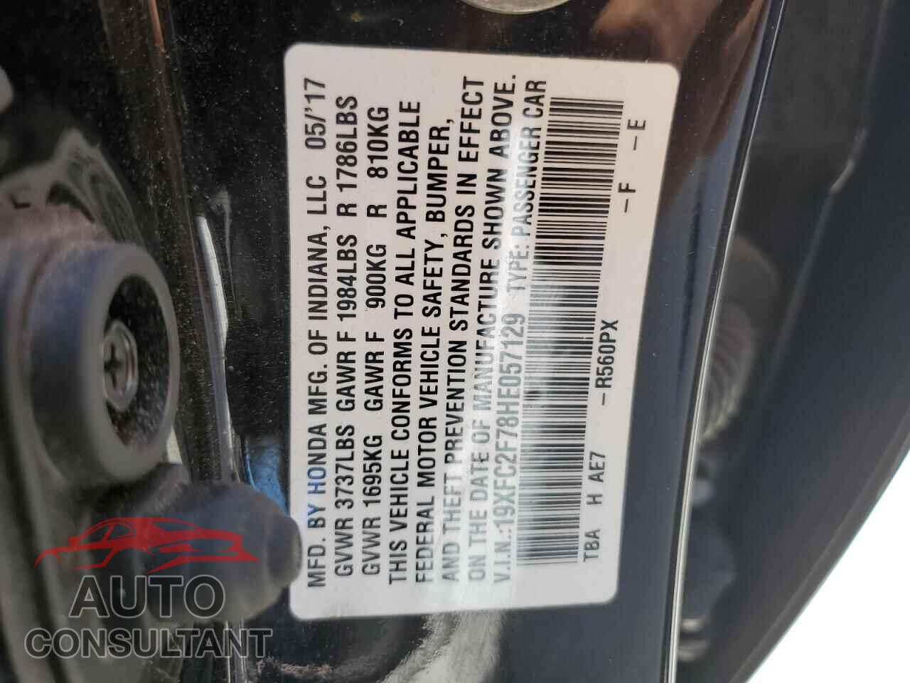 HONDA CIVIC 2017 - 19XFC2F78HE057129