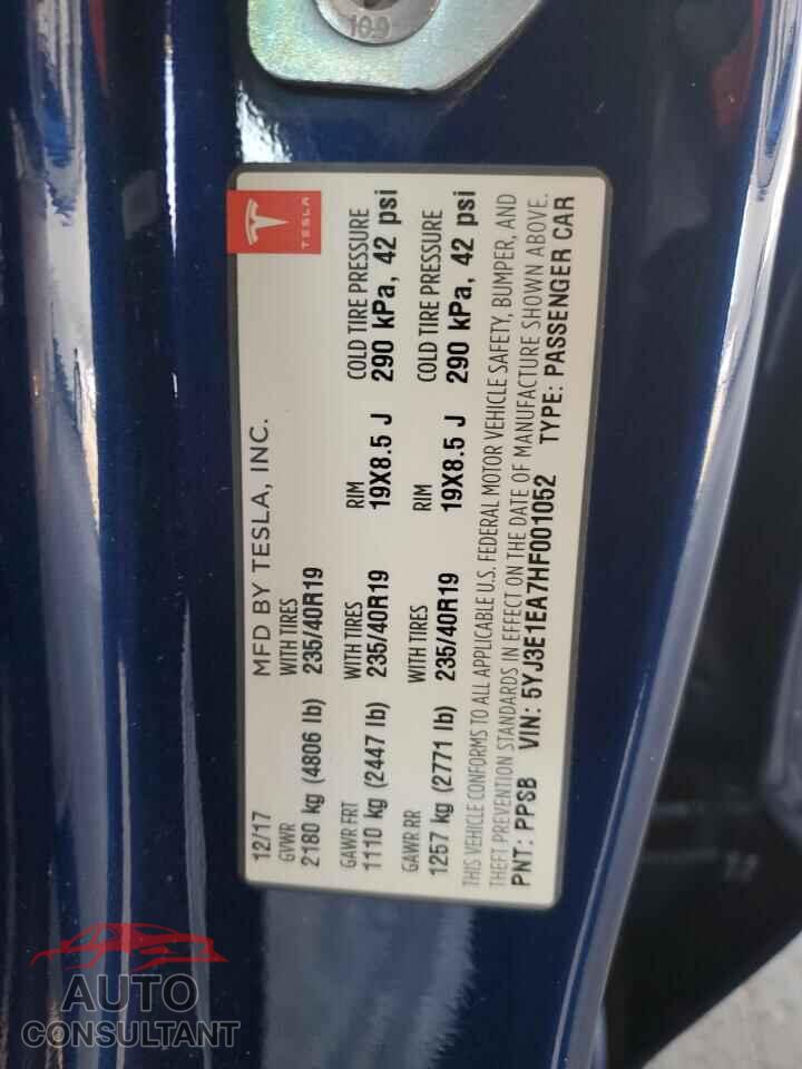 TESLA MODEL 3 2017 - 5YJ3E1EA7HF001052