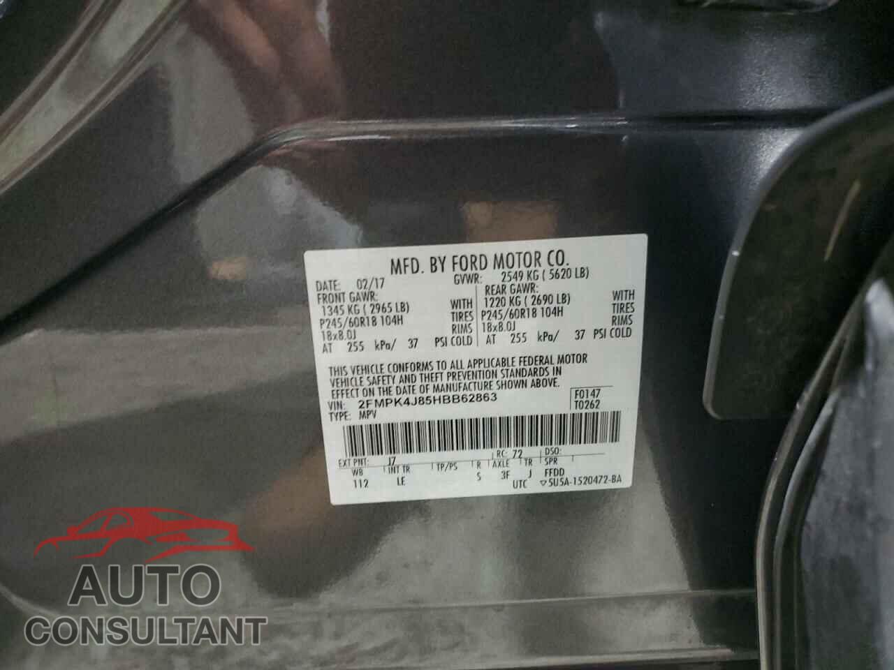 FORD EDGE 2017 - 2FMPK4J85HBB62863
