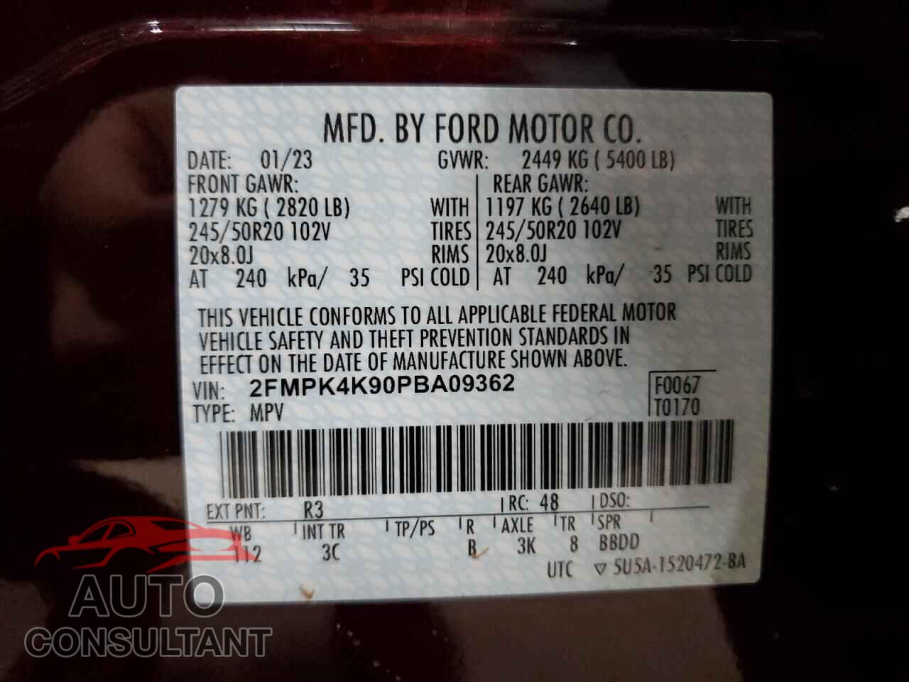 FORD EDGE 2023 - 2FMPK4K90PBA09362