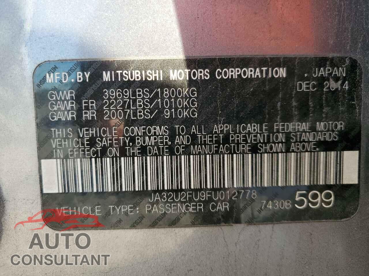 MITSUBISHI LANCER 2015 - JA32U2FU9FU012778
