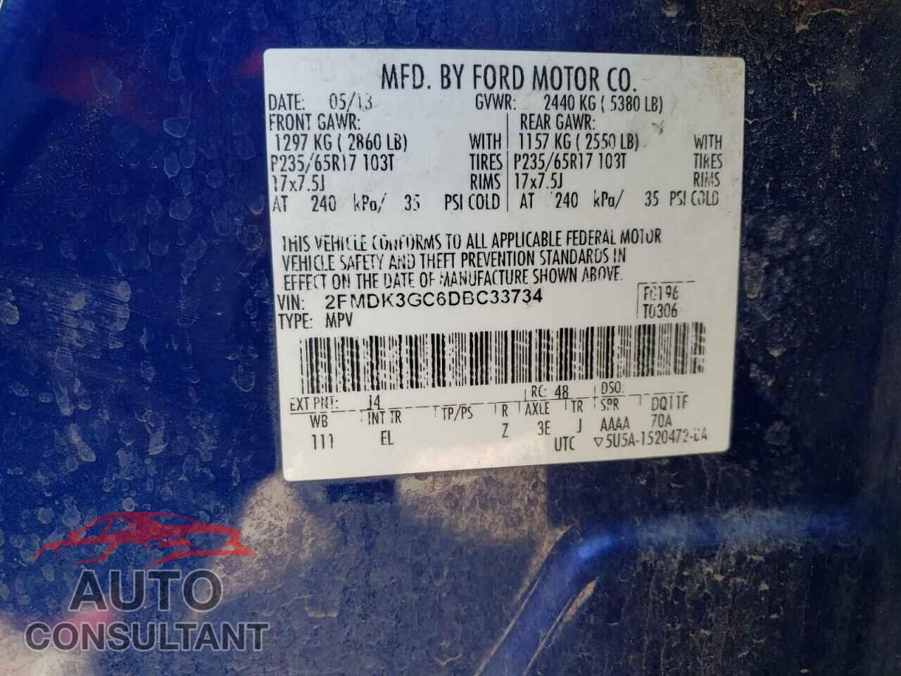 FORD EDGE 2013 - 2FMDK3GC6DBC33734