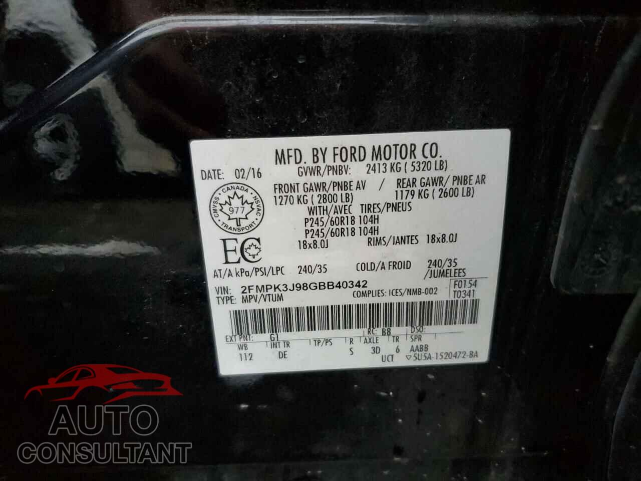 FORD EDGE 2016 - 2FMPK3J98GBB40342