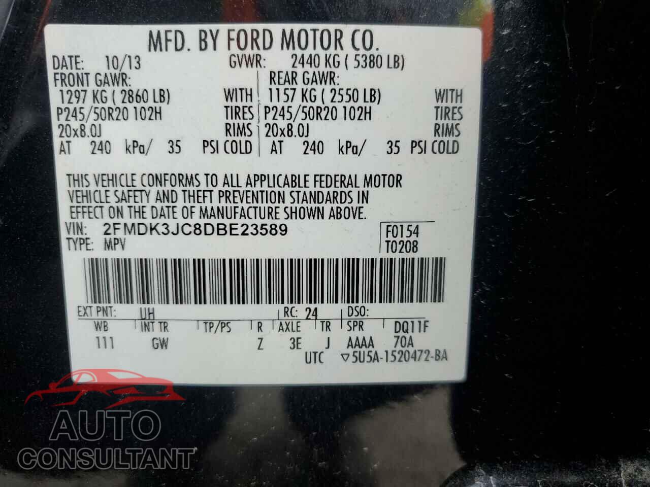 FORD EDGE 2013 - 2FMDK3JC8DBE23589