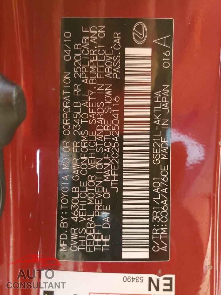 LEXUS IS 2010 - JTHFE2C25A2504116