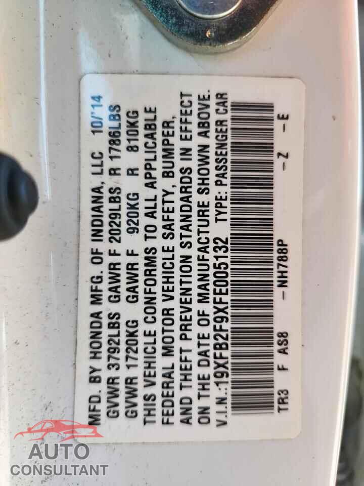 HONDA CIVIC 2015 - 19XFB2F9XFE005132
