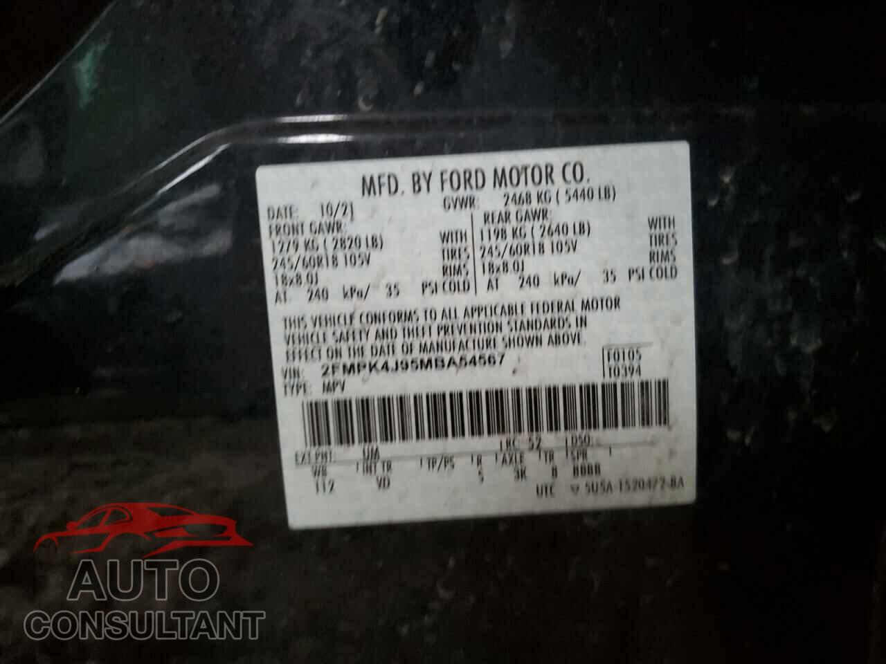 FORD EDGE 2021 - 2FMPK4J95MBA54567