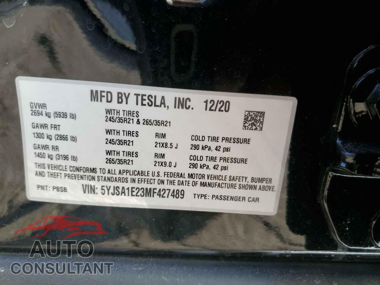 TESLA MODEL S 2021 - 5YJSA1E23MF427489