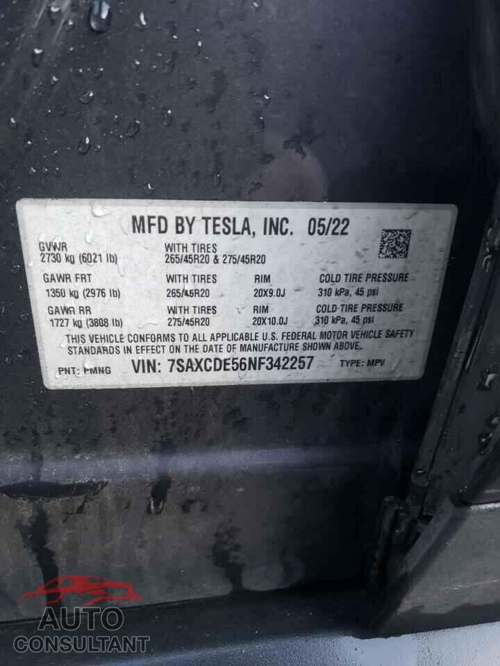 TESLA MODEL X 2022 - 7SAXCDE56NF342257
