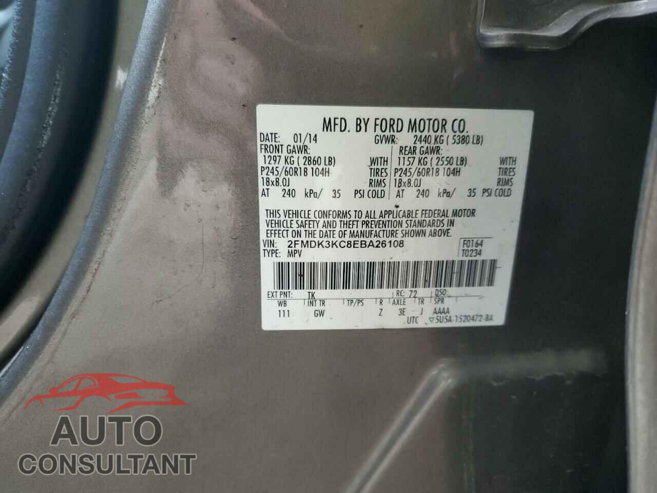 FORD EDGE 2014 - 2FMDK3KC8EBA26108
