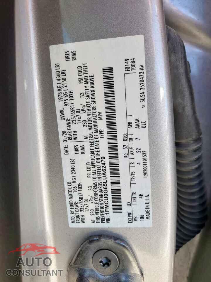 FORD ESCAPE 2020 - 1FMCU0G65LUA62479