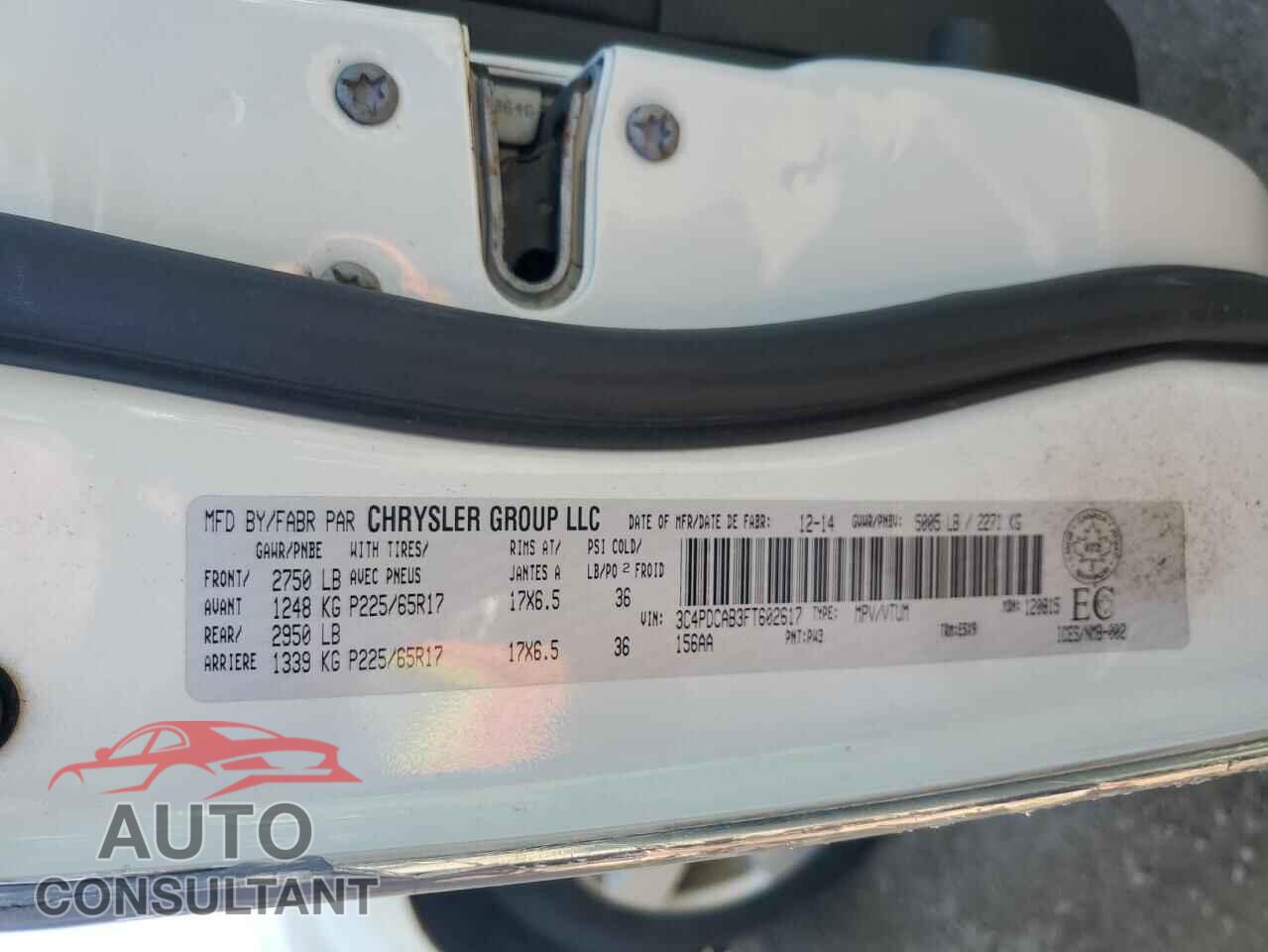 DODGE JOURNEY 2015 - 3C4PDCAB3FT602617