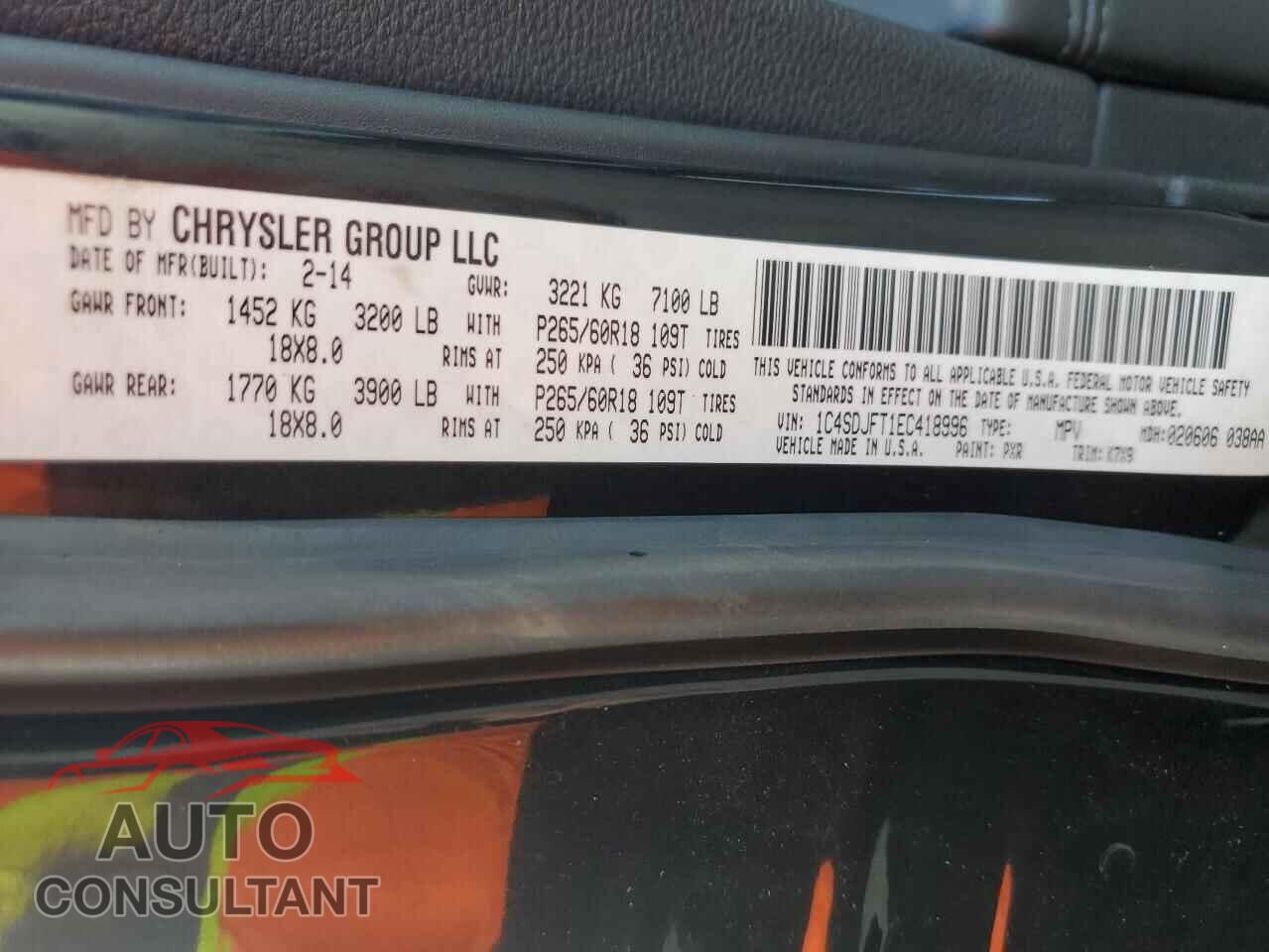 DODGE DURANGO 2014 - 1C4SDJFT1EC418996