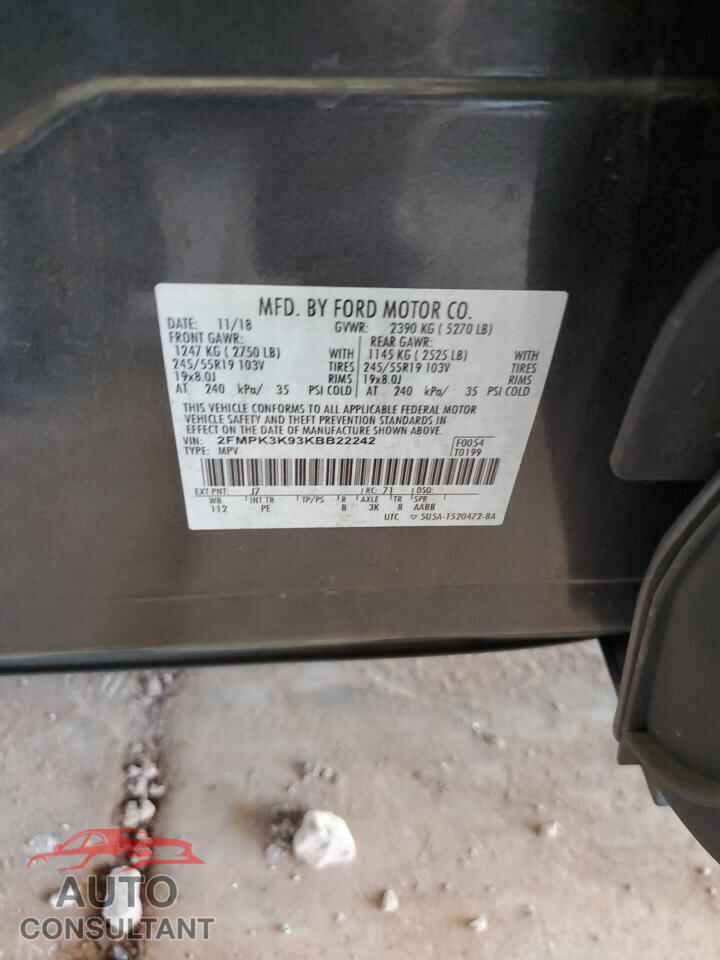 FORD EDGE 2019 - 2FMPK3K93KBB22242