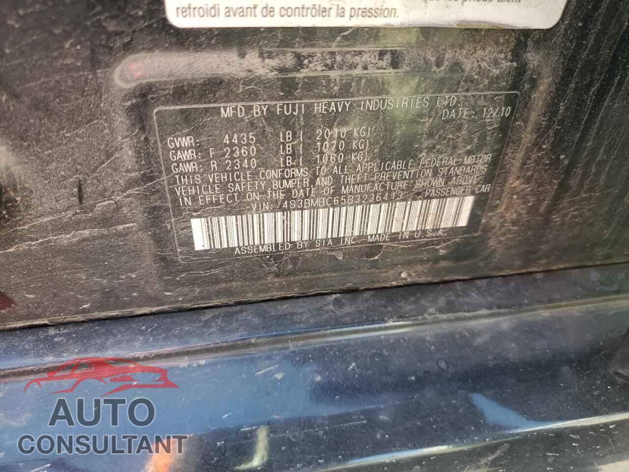 SUBARU LEGACY 2011 - 4S3BMBC65B3236413