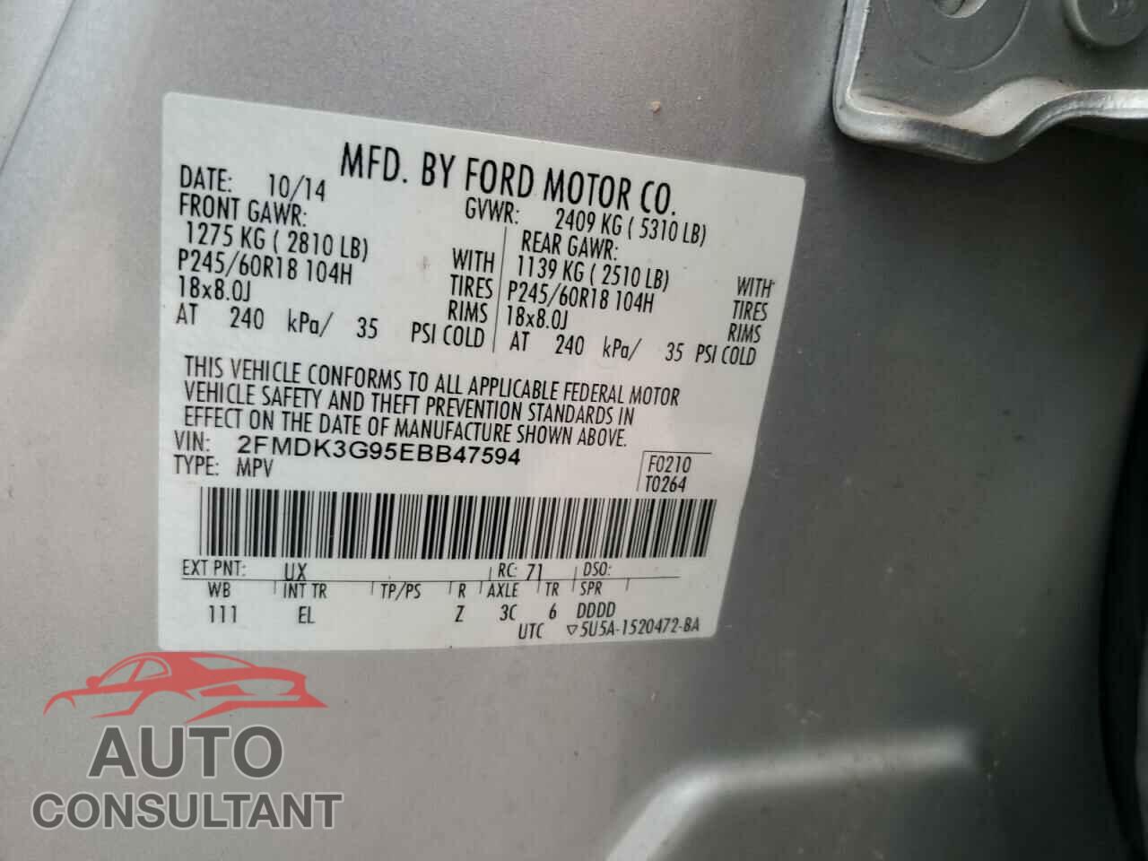 FORD EDGE 2014 - 2FMDK3G95EBB47594