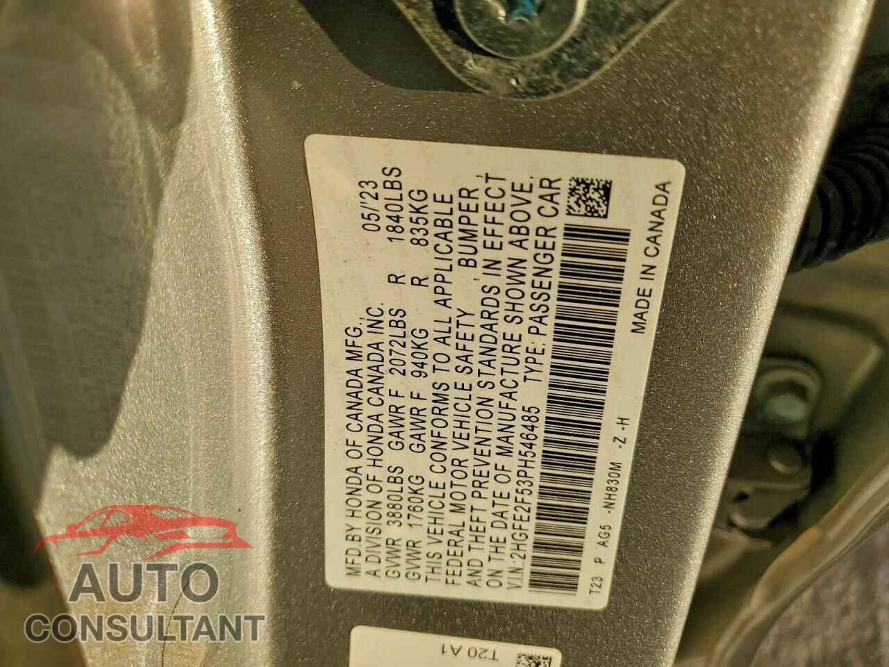 HONDA CIVIC 2023 - 2HGFE2F53PH546485