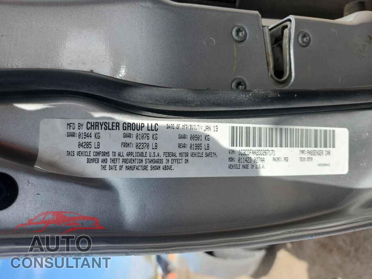 DODGE DART 2013 - 1C3CDFAA2DD267171
