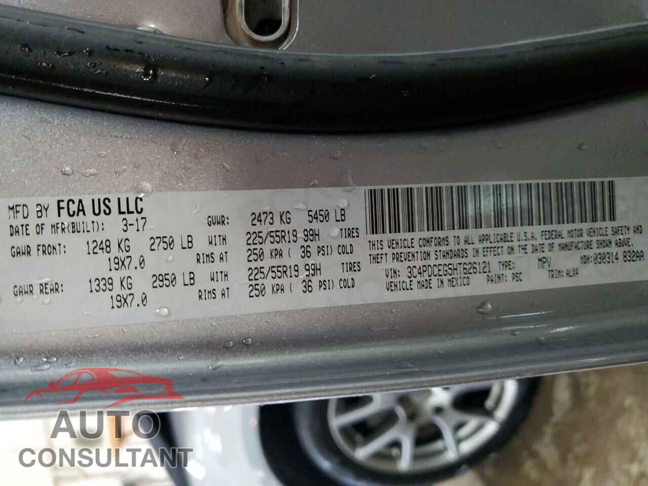 DODGE JOURNEY 2017 - 3C4PDCEG5HT626121