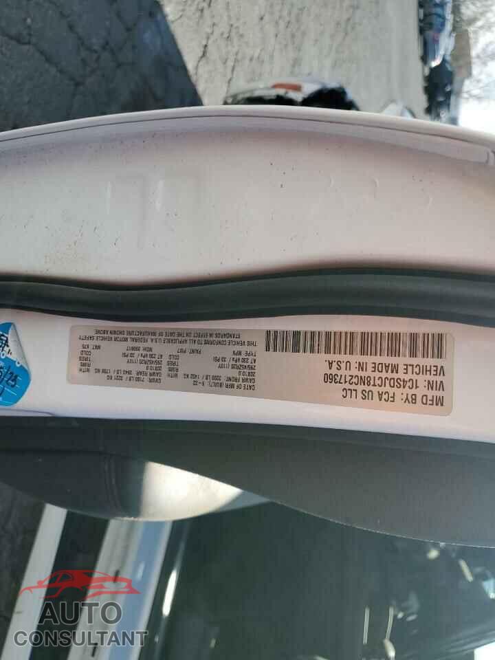 DODGE DURANGO 2022 - 1C4SDJCT8NC217360