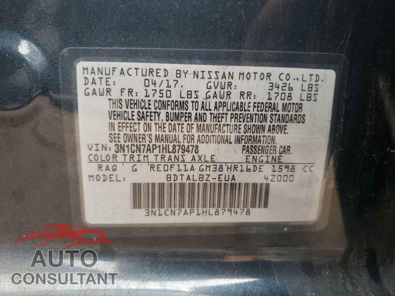 NISSAN VERSA 2017 - 3N1CN7AP1HL879478